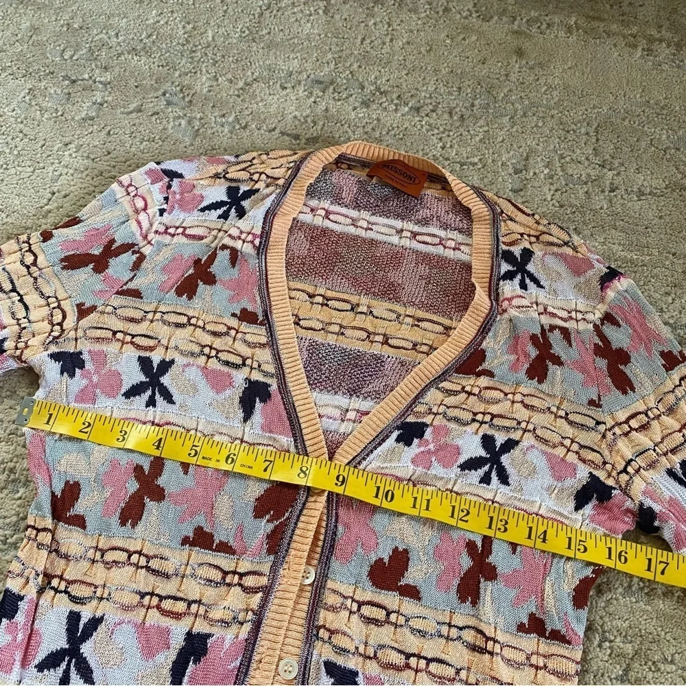 Missoni Made In Italy Knit Cardigan Sweater Button Down Tight Multicolor: